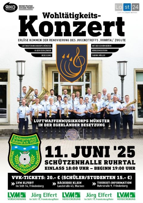Wohltätigkeitskonzert Luftwaffenmusikkorps Münster in der Egerländerbesetzung